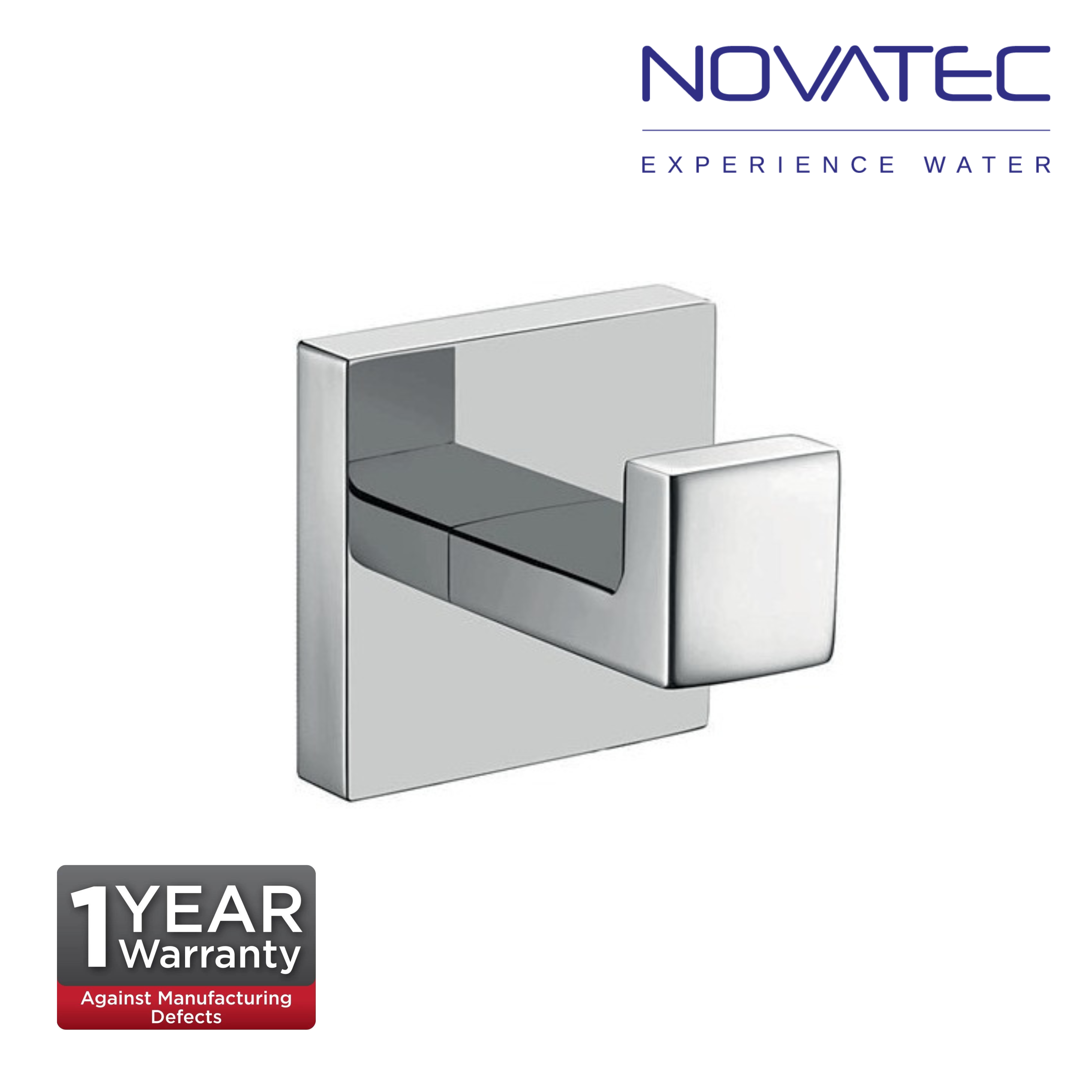 Novatec Aria Square Stainless Steel Robe Hook  (NV26610)